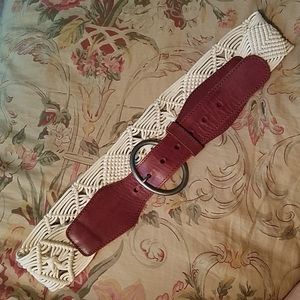 AERIE Leather & Macrame Belt